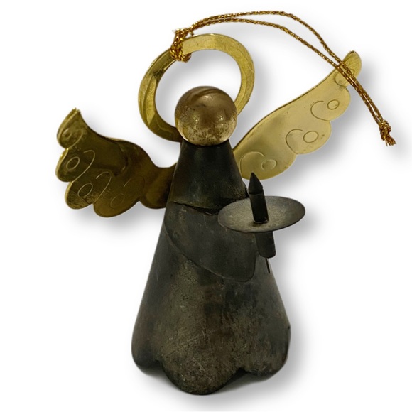 Vintage Mid Century Rustic Brass Angel Candle Snuffer Ornament - Picture 5 of 7